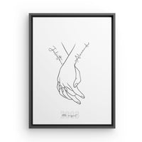 Holding Hands - Canvas on black floating frame