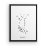 Holding Hands - Canvas on black floating frame